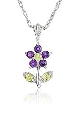 small gorgeous peridot and amethyst baby charm necklace